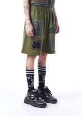 patch-detailed track shorts
