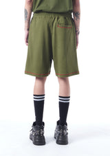 patch-detailed track shorts