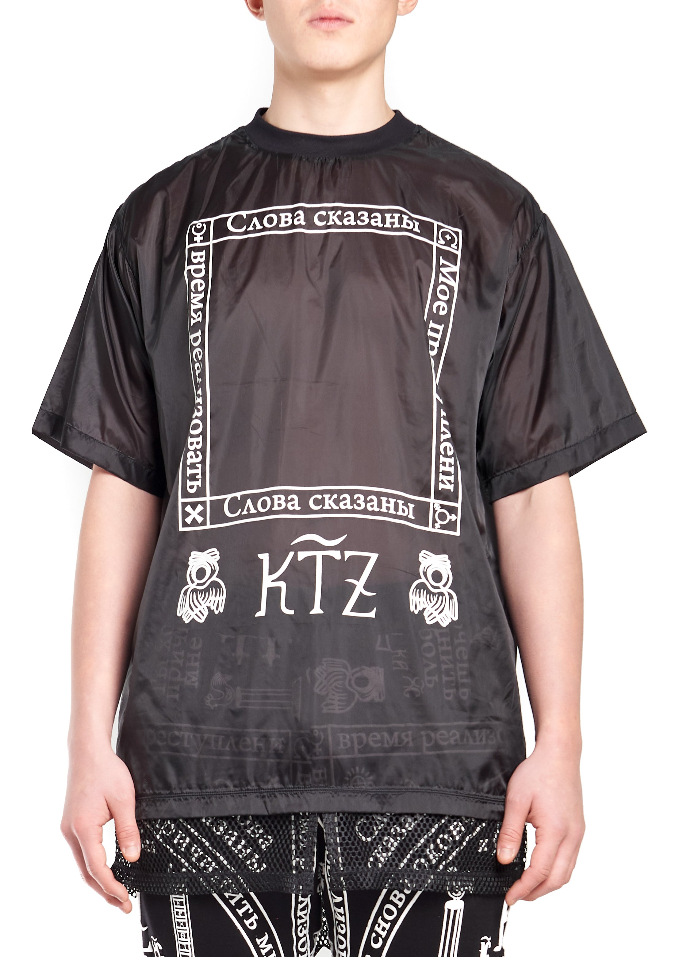 KTZ CHURCH PRINT NYLON APRON LONG T-SHIRT