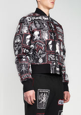 Monster printed patch bomber jacket