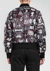 Monster printed patch bomber jacket