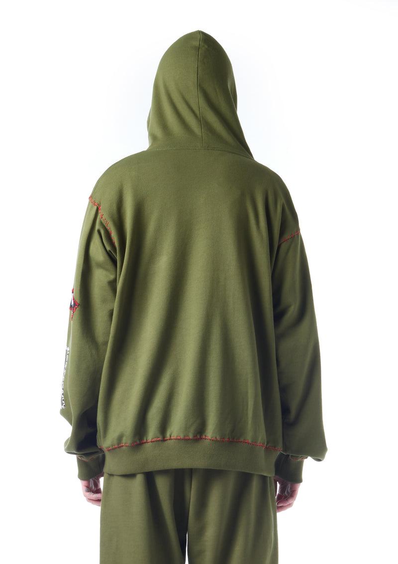 patch-detailed drawstring hoodie