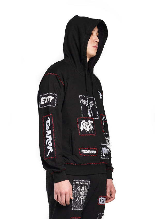 Patch-detailed drawstring hoodie