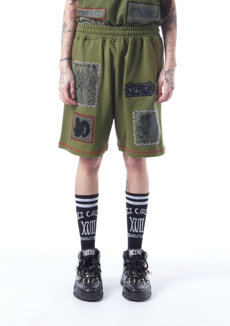 patch-detailed track shorts
