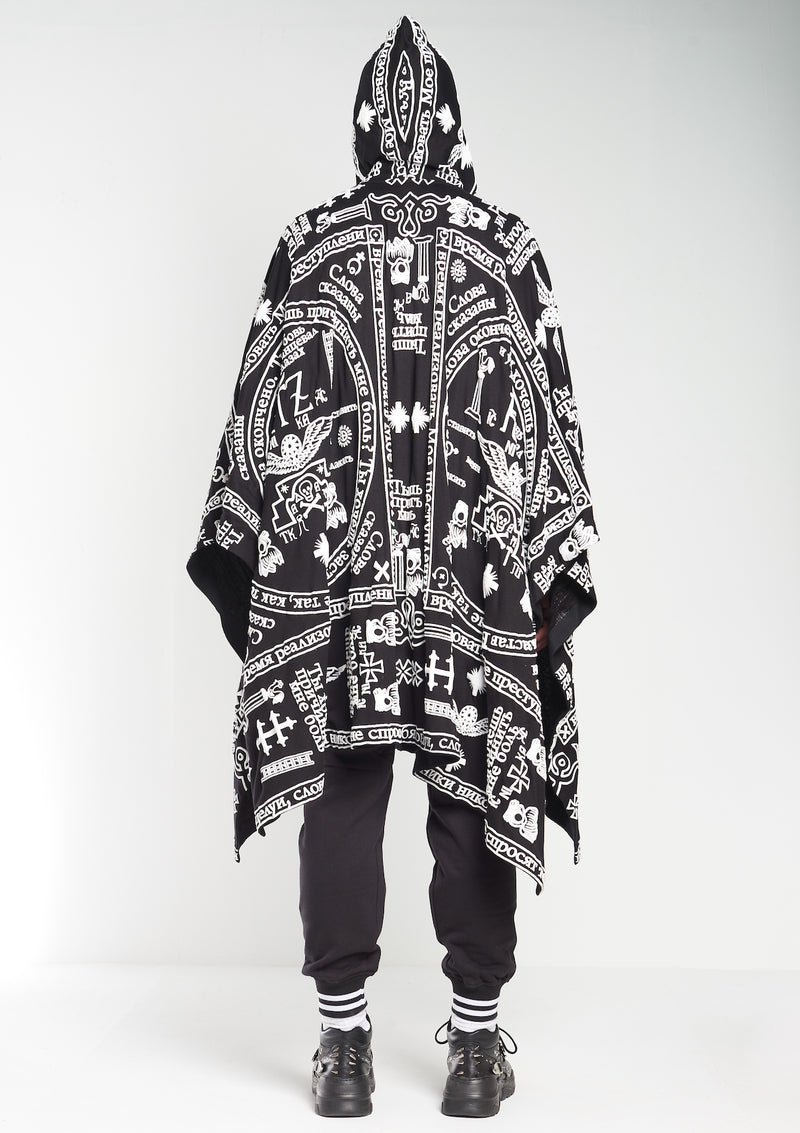 KTZ CAPSULE COLLECTION CHURCH PRINT HOODED PONCHO