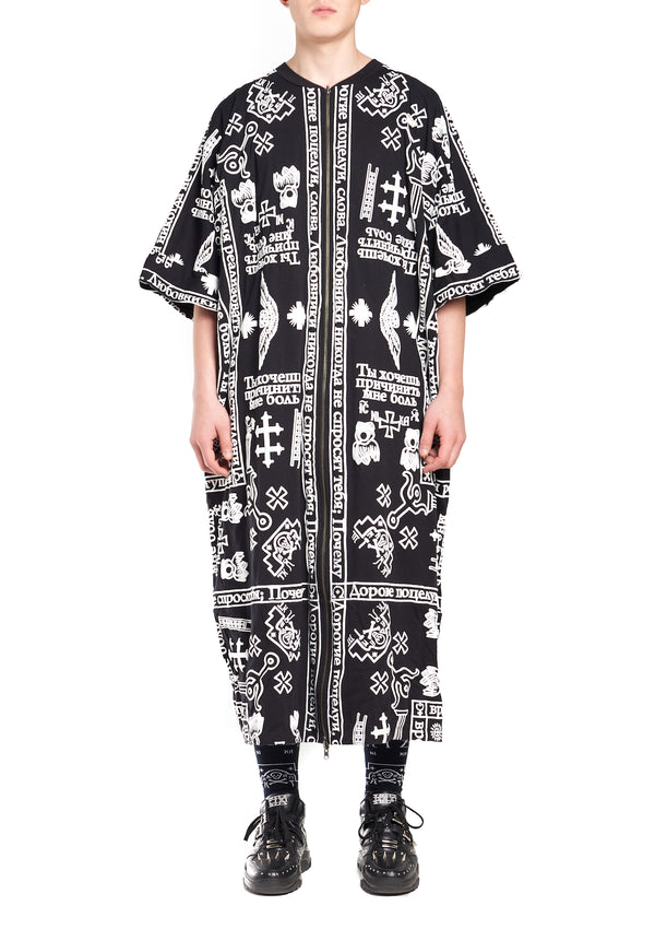 KTZ CAPSULE COLLECTION CHURCH PRINT LONG ZIP KAFTAN