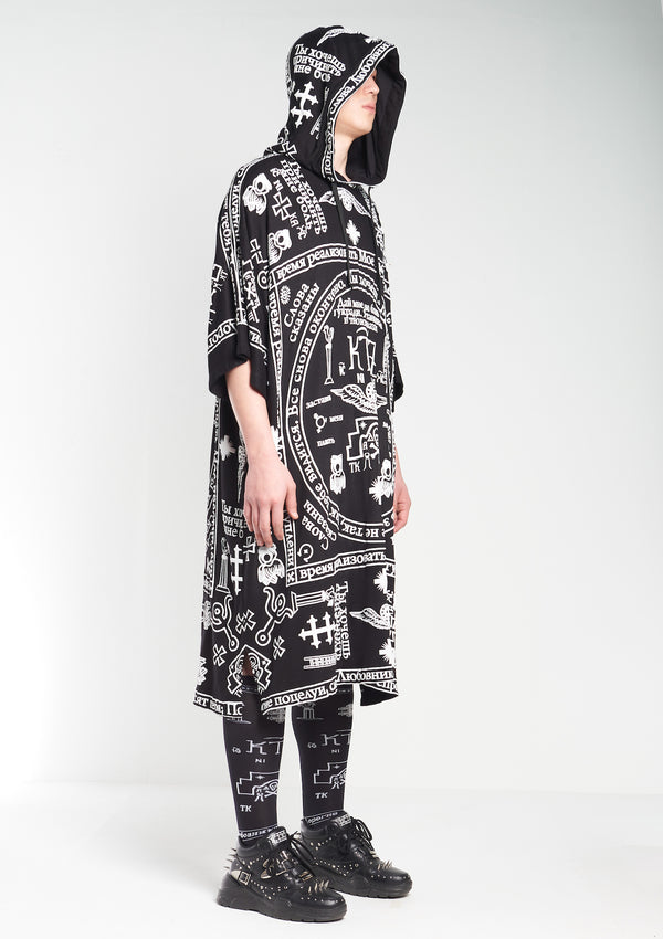 KTZ CAPSULE COLLECTION CHURCH PRINT HOODED KAFTEN