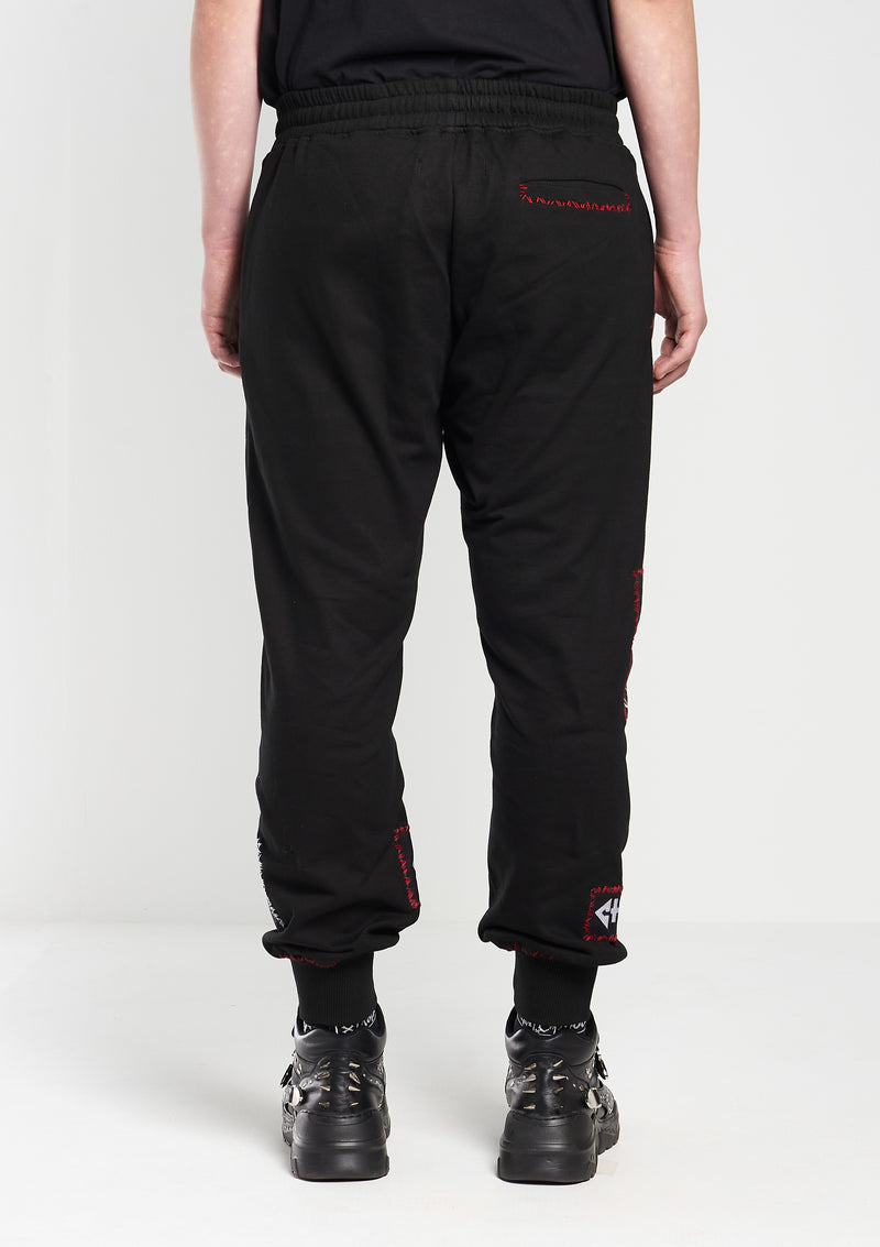 Patch-Detailed Embroidered Track Pants