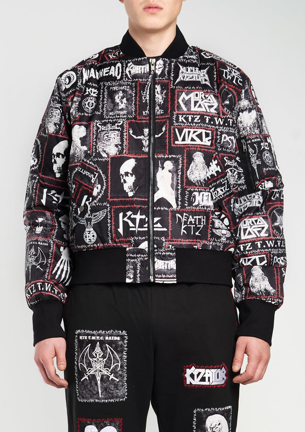 Monster printed patch bomber jacket